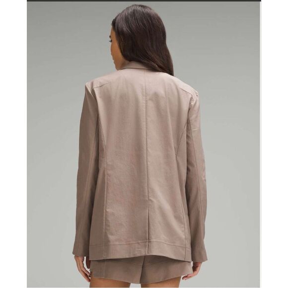 Lululemon Relaxed-Fit Twill Blazer Taupetastic Women’s Size Medium - Picture 3 of 7
